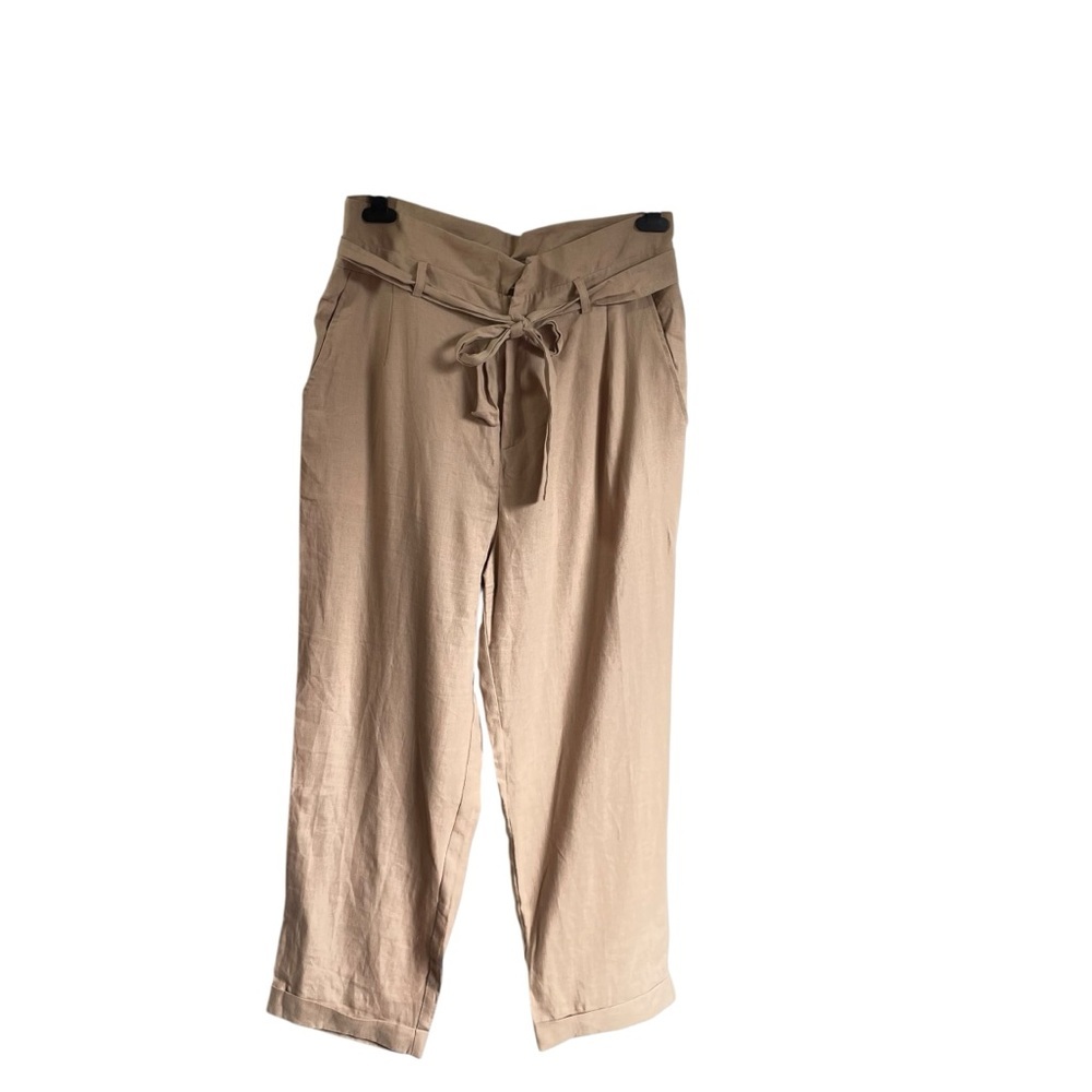 Reformation Fisher Paperbag Linen Pant Straight Leg Cuffed Ankle High Waisted - Picture 3 of 12